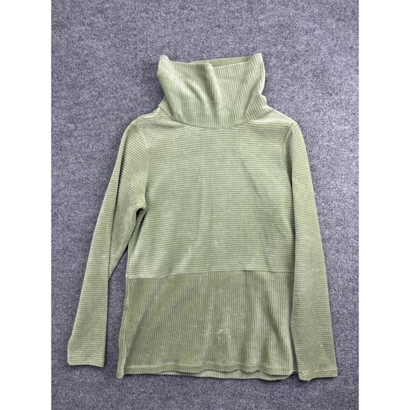 Carve Designs Sweater Womens Medium Green Cowl Neck Ribbed Velour Pullover - Picture 1 of 7
